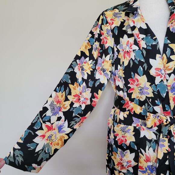 EUC Ava & Viv Size X (14) Open Belted Tie Wrap Jacket Pockets Collar Floral - Picture 5 of 16